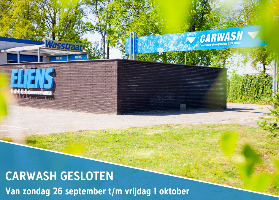 Carwash gesloten i.v.m. verbouwing